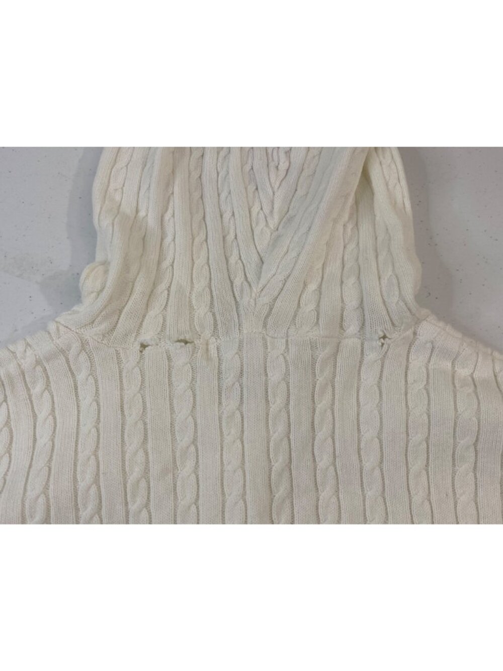 Old Navy Cable Knit Hoodie XS White Zip Up Cotton Sweater Womens - Picture 9 of 9